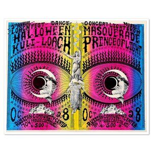 1988 Kuli Loach Fest Poster Greg Albert Seattle Psychedelic Art, Poor Condition